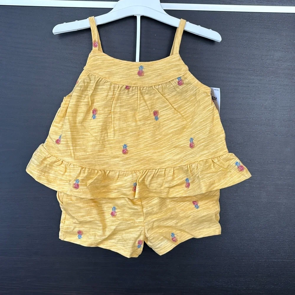 OshKosh B'Gosh Baby Girl's Yellow Pineapple Ruffle Top & Bottom Matching…